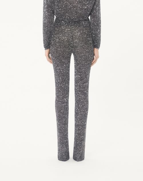 Valentino - Sequin Thread Knit Trousers - Black/silver - Woman - Trousers And Shorts